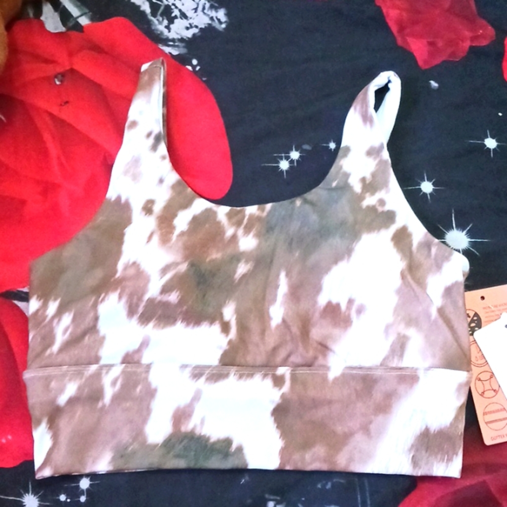 Gottex Peach skin collection four-way stretch sports bra large in animal print